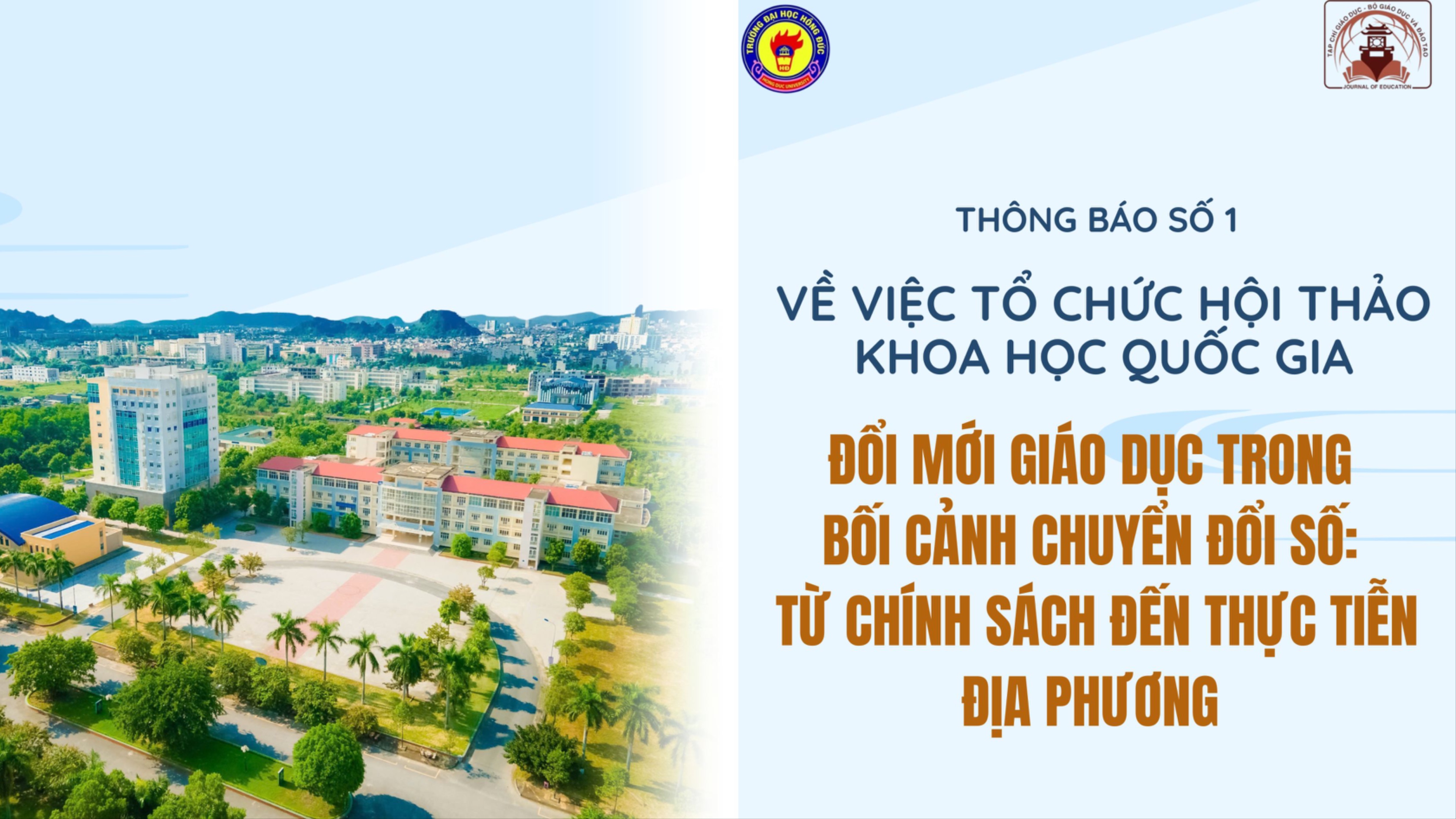 Thông báo số 1 về việc tổ chức Hội thảo khoa học Quốc gia 
