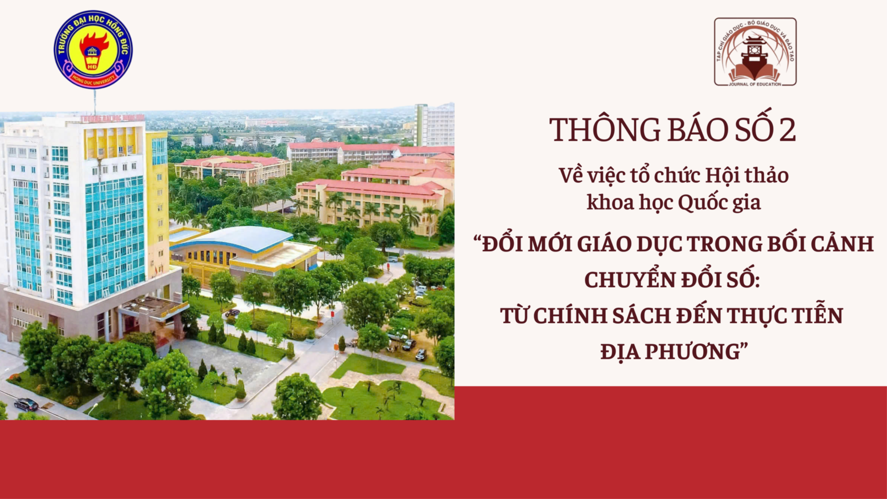Thông báo số 2 về việc tổ chức Hội thảo khoa học Quốc gia 