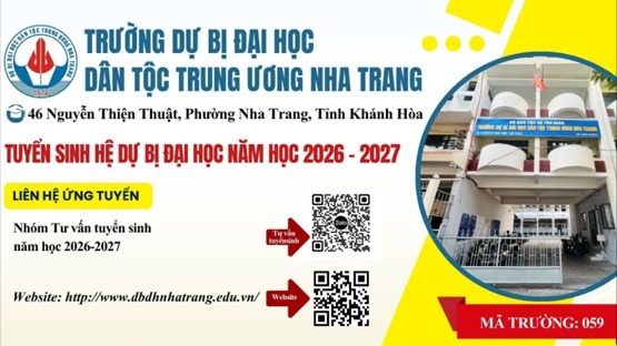 Trường Dự bị Đại học Dân tộc Trung ương Nha Trang tuyển sinh năm 2026-2027