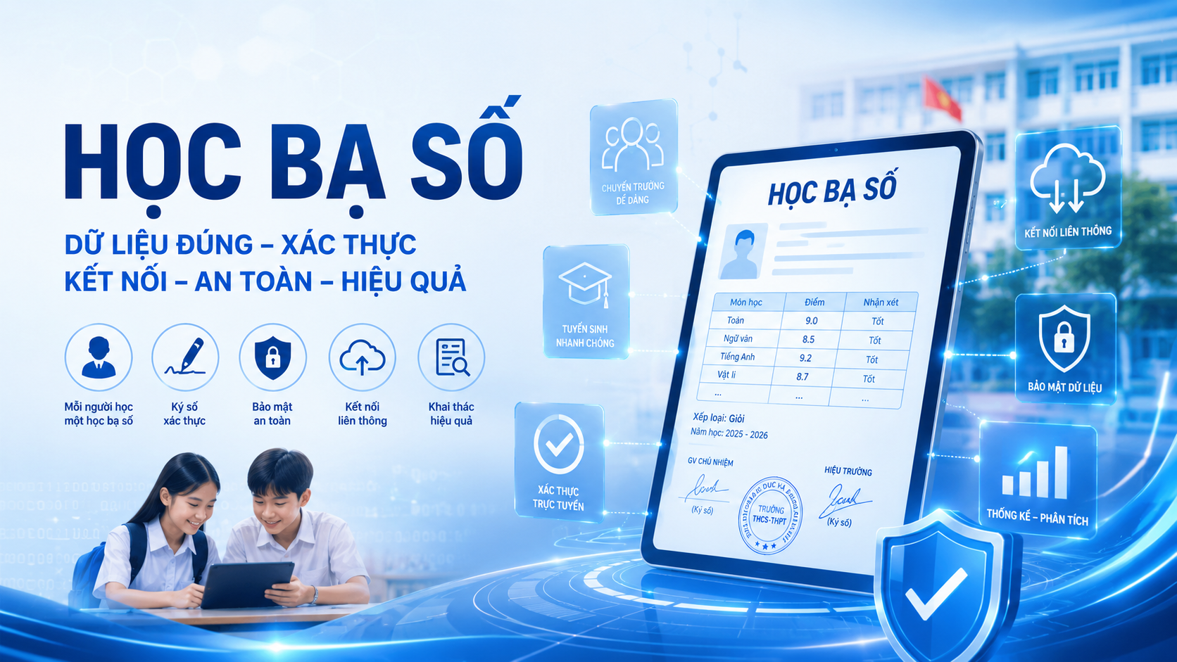 Nguyên tắc ký số và phát hành học bạ số: Chuẩn hóa dữ liệu tạo nền tảng liên thông toàn quốc